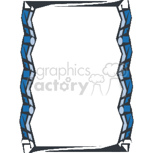 The clipart image shows a decorative frame or border, featuring a geometric and abstract design with predominantly blue accents on a white background. This type of border is typically used to embellish or highlight content within the frame, such as text, photographs, or other graphic elements.
