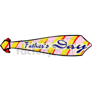 The clipart image depicts a colorful striped necktie with the phrase Father's Day written on it. It appears to be a decorative graphic for the holiday that celebrates fathers.