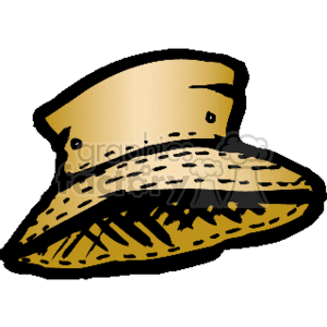 The clipart image shows a hat, specifically a type of cap that appears to be a knit or textured fabric with a bill or visor in the front. The cap is depicted in a side or angled view and features at least two different colors with some pattern or texture indicated through the use of lines and shading.
