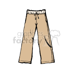 The clipart image depicts a pair of beige pants with a drawstring waist. The pants appear to be casual, possibly made of a comfortable cotton blend, suitable for casual outings or loungewear.