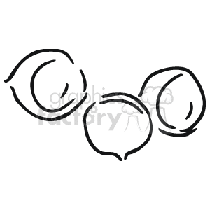 The clipart image depicts a simple line drawing of three shelled nuts. One appears to be a hazelnut, and the other two are more generic and could represent a variety of nuts like walnuts or almonds.