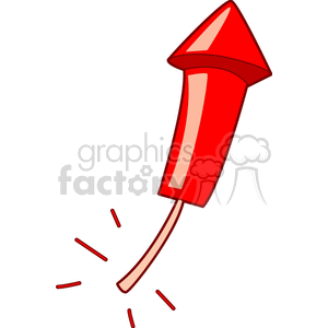 The clipart image shows a stylized illustration of a red firework, with a fuse that appears to have been lit, and is ready to launch