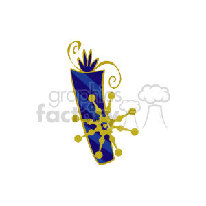 The clipart image depicts a stylized Christmas cracker, also known as a bonbon, typically associated with Christmas celebrations. It is colored in shades of blue with golden details and swirls, suggesting a festive and decorative appearance.