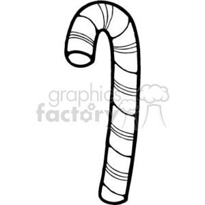The clipart image shows a simple outline of a striped candy cane, typically associated with Christmas or holiday themes.
