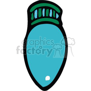 The image shows a single blue Christmas light bulb, which is a common decoration during the holiday season. The clipart style is simplistic, with a solid blue color for the bulb and black outlines.