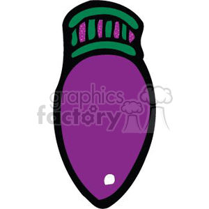 The image is of a single Christmas light bulb, typically used for holiday decorations. The bulb is purple with a green base, which has some detail suggesting it's the part that screws into a light string.