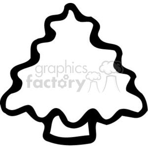 The image shows a simple, stylized outline of a Christmas tree. The outline is bold and black with a wavy contour that represents the branches and the overall shape of a typical pine tree used during the holidays.