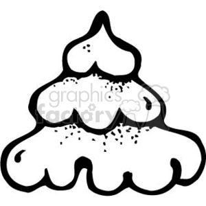The image shows a simple, stylized drawing of a Christmas tree. It appears to be a black and white line art or clipart representation of a tree that one might associate with the holiday season. It is depicted in a tiered fashion with varying sizes of blob shapes, each tier representing the layers of branches. The tree is topped with a single point, indicating a star or the top of the tree.
