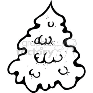 This clipart image features a simple line drawing of a Christmas tree. The tree is stylized with wavy contours giving it a whimsical or cartoon-like appearance. There are no decorations on the tree, and it is depicted in a monochrome black-and-white color scheme. 