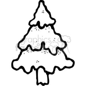 The clipart image shows a simple, undecorated outline of a Christmas tree. The tree has a typical conifer shape with a pointed top and seems to have a snowy texture or pattern.