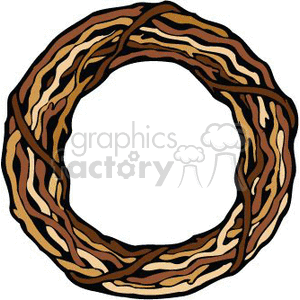 The image appears to be a simple clipart of a wooden twig wreath, which is typically used as a base for creating decorative holiday wreaths.