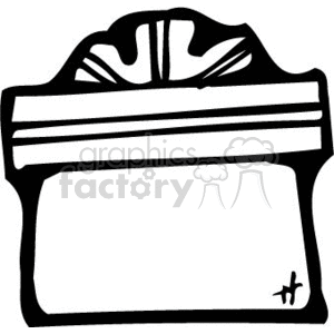 The image shows a black and white clipart of a wrapped gift or present. It has a bow on top and seems to be tied with a ribbon. The style is simplistic and appears suitable for a variety of uses related to festivities like Christmas or the holiday season.