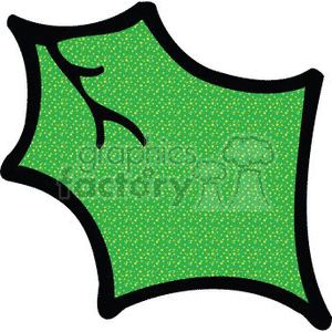 This clipart image features a stylized green holly leaf, which is often associated with Christmas or holiday decorations. The leaf has a distinct wavy edge and subtle dot patterning within, giving it a festive look.