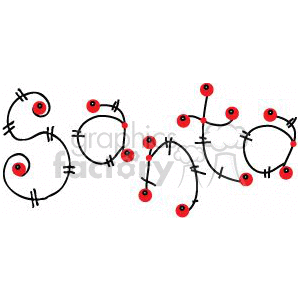 The image shows a festive Christmas design that appears to be abstract representations of Christmas decorations and wire, arranged in a way that spells out 
