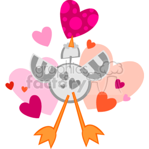 This clipart image features a whimsical cartoon chicken surrounded by multiple hearts. The overall theme of love and celebration.