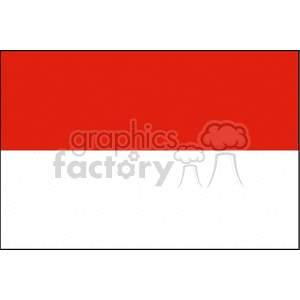 The image is a simple representation of the national flag of Indonesia. The flag consists of two equal horizontal bands of red (top) and white.