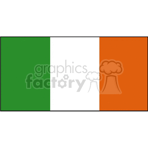 The image shows the national flag of the Republic of Ireland, which consists of three vertical bands of green, white, and orange.