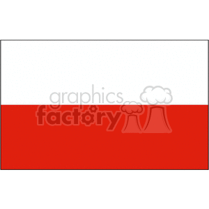 The image is a simple representation of the national flag of Poland, which features two horizontal bands of equal width, with the top being white and the bottom red.