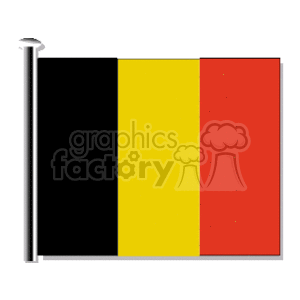 The image shows a clipart of the national flag of Belgium, which consists of three vertical stripes: black, yellow, and red.