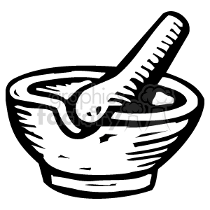The clipart image depicts a mortar and pestle, traditional tools used by pharmacists to grind or crush medicinal ingredients into a fine powder or paste.