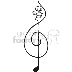 The image is a stylized illustration of a treble clef, which is a symbol used in music notation to indicate the pitch of written notes. The treble clef is often used for music that is to be played at a higher pitch range.