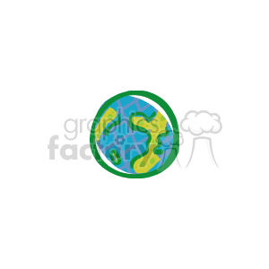 This is a simplified illustration of an Earth globe. It features a stylized representation of the continents and oceans, depicted with basic shapes and lines, without detailed geography. The colors typically represent land with green and bodies of water in blue.