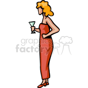 women in red dress having a martini