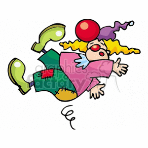 A Funny Clown With Big Green Shoes Getting Hit with a Red Ball and Falling 