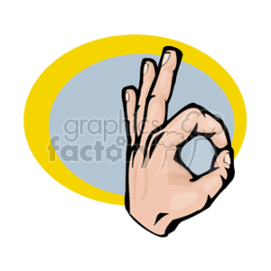 The clipart image features a hand making the OK gesture, where the thumb and forefinger meet to form a circle, and the remaining three fingers are extended upwards.