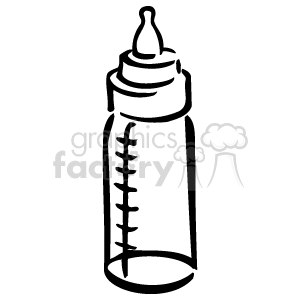 The clipart image depicts a single baby bottle with measurements on the side and a nipple on top.