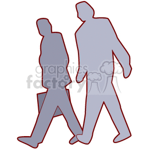 Silhouette men walking with a briefcase