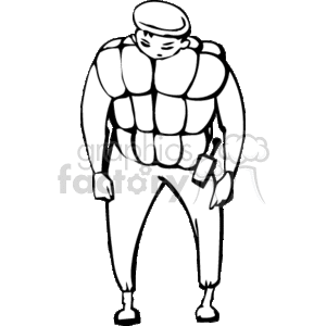 The clipart image depicts a person wearing body armor, likely representing a member of law enforcement or military personnel such as a SWAT team member, police officer, or security guard. They appear to be equipped for a situation that might require a higher level of protection, perhaps ready to engage in a tactical operation. The figure is drawn in a simplistic, monochrome style, suitable for use in various materials related to occupations in security and defense.