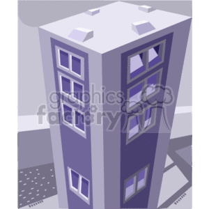 The clipart image shows a stylized illustration of a tall, narrow building, which could represent a commercial skyscraper or a residential condominium (condo)/apartment in an urban city setting. The building is depicted in a perspective view, with multiple windows on its facade.