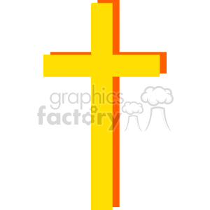 The clipart image shows a stylized Christian cross. The cross appears to be designed with a simple, bold outline featuring a combination of yellow and orange colors.