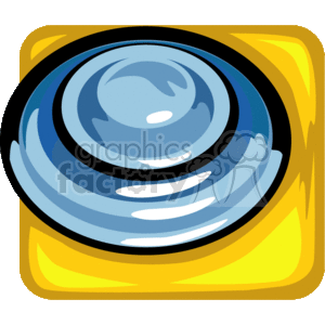 The clipart image features a stylized representation of a UFO, characterized by its circular shape, concentric rings, and the dome on the top. The colors used range from shades of blue for the UFO to yellow and orange for the background, which provides a sense of radiant energy or light surrounding the object.