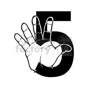 5 fingers with the number five
