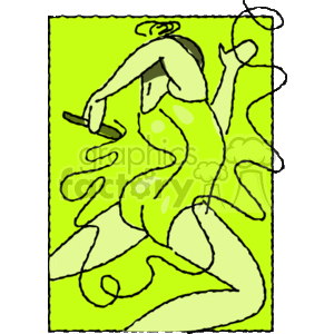 The clipart image depicts abstract silhouettes of women engaging in exercise or aerobics. The figures appear to be in various dynamic poses suggesting movement and flexibility, which could be associated with fitness activities, gymnastics, or aerobics. The background is a vibrant green color, which adds an energetic flair to the scene.