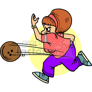 cartoon lady bowling