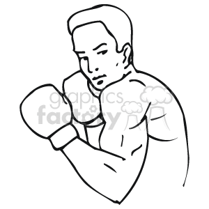 The clipart image depicts a simplified, stylized representation of a boxer in a defensive or ready stance wearing boxing gloves. The boxer has a focused expression, and the image captures the essence of the sport of boxing.