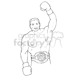 The clipart image depicts a boxer with a raised fist, presumably celebrating a victory. The boxer is wearing gloves and a championship belt, which is indicative of success in a boxing match.
