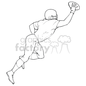 The clipart image features a stylized line drawing of a football player in motion. The player is depicted in a dynamic pose, implying that they might be running or about to throw a football. The player is wearing a helmet and other gear typical of American football.