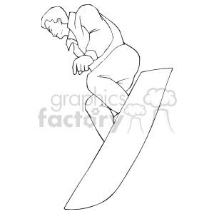 The clipart image depicts a stylized illustration of a person snowboarding. The individual appears to be in a dynamic pose, commonly associated with the action of snowboarding down a slope.
