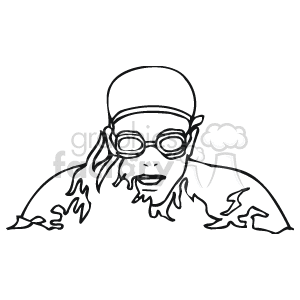 The clipart image features a swimmer wearing goggles and a swimming cap. The swimmer is depicted with their head above the water, suggesting they are engaged in an action like freestyle swimming. 
