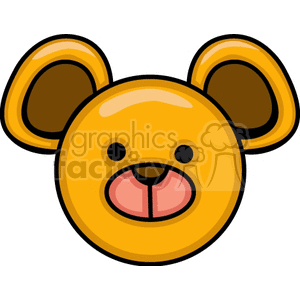 The image shows a cartoon of a yellow-brown teddy bears head. The nose is a pink color.