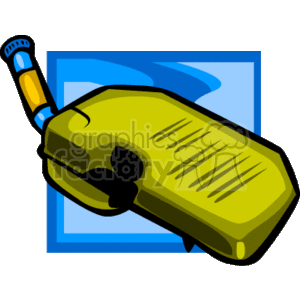 The image is a clipart of a yellow portable gas tank with a black cap and a spout. There is a blue abstract shape in the background.