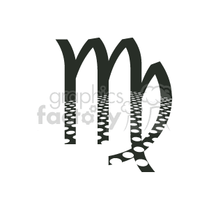 This clipart image depicts the astrological symbol for Virgo, which is one of the twelve zodiac signs. The symbol is characterized by an M shape with a loop at the third leg, representing the maiden or virgin, which is the traditional symbol for Virgo.
