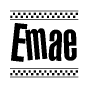 The clipart image displays the text Emae in a bold, stylized font. It is enclosed in a rectangular border with a checkerboard pattern running below and above the text, similar to a finish line in racing. 