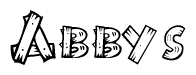 The clipart image shows the name Abbys stylized to look like it is constructed out of separate wooden planks or boards, with each letter having wood grain and plank-like details.