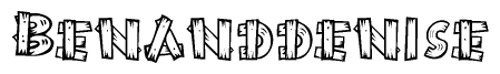 The clipart image shows the name Benanddenise stylized to look like it is constructed out of separate wooden planks or boards, with each letter having wood grain and plank-like details.