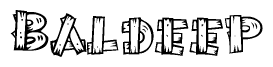 The clipart image shows the name Baldeep stylized to look like it is constructed out of separate wooden planks or boards, with each letter having wood grain and plank-like details.